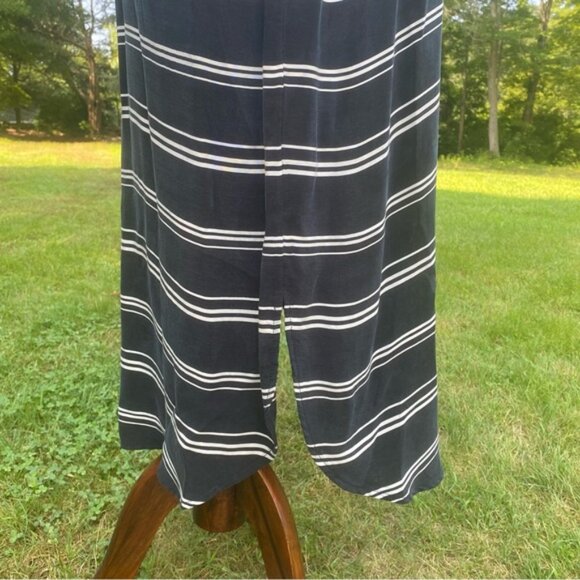 ANTHROPOLOGIE POSTMARK DRESS MAXI BLACK WHITE STRIPE SLEEVELESS V-NECK SIZE M - Picture 6 of 9